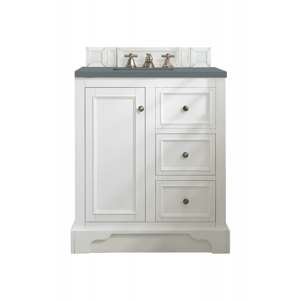 De Soto 30" Single Vanity, Bright White w/ 3 CM Cala Blue Quartz Top