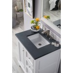 De Soto 30" Single Vanity, Bright White w/ 3 CM Charcoal Soapstone Quartz Top