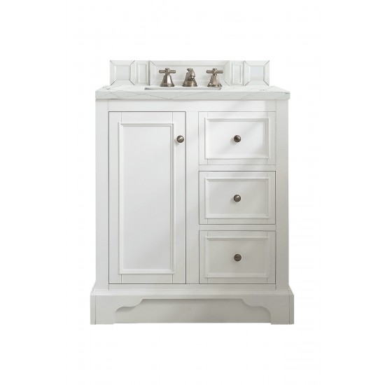 De Soto 30" Single Vanity, Bright White w/ 3 CM Ethereal Noctis Quartz Top