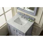 De Soto 30" Single Vanity, Silver Gray w/ 3 CM Carrara Marble Top