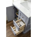 De Soto 30" Single Vanity, Silver Gray w/ 3 CM Carrara Marble Top