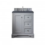 De Soto 30" Single Vanity, Silver Gray w/ 3 CM Charcoal Soapstone Quartz Top