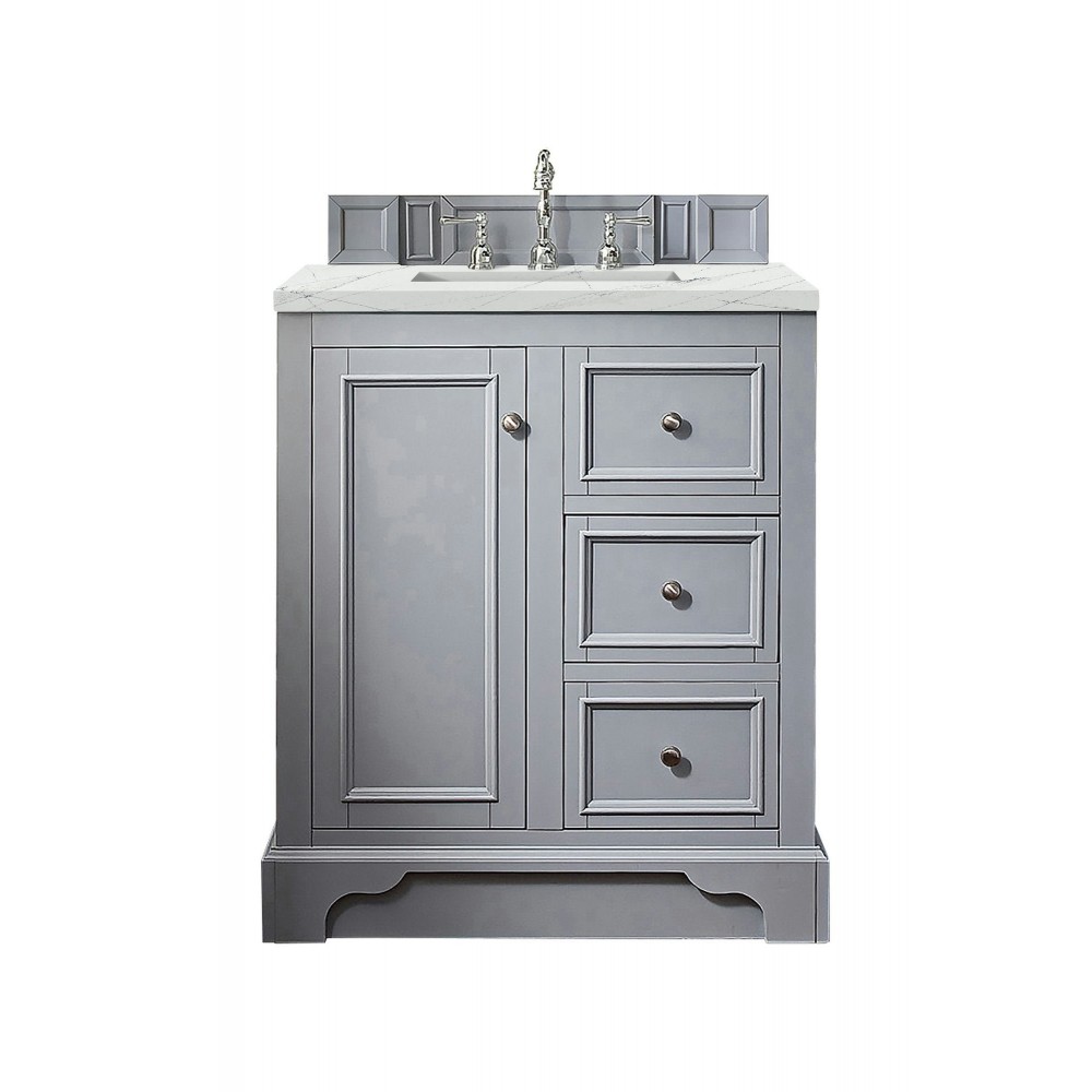 De Soto 30" Single Vanity, Silver Gray w/ 3 CM Ethereal Noctis Quartz Top