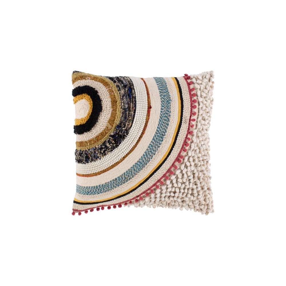 Surya Fleetwood Beige Pillow Shell With Down Insert 20"H X 20"W Surya Fleetwood Beige Pillow Shell With Down Insert 20"H X 20"W