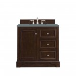 De Soto 36" Single Vanity, Burnished Mahogany w/ 3 CM Cala Blue Quartz Top