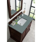 De Soto 36" Single Vanity, Burnished Mahogany w/ 3 CM Cala Blue Quartz Top