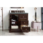 De Soto 36" Single Vanity, Burnished Mahogany w/ 3 CM Cala Blue Quartz Top