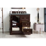 De Soto 36" Single Vanity, Burnished Mahogany w/ 3 CM Cala Blue Quartz Top