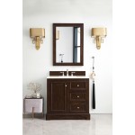 De Soto 36" Single Vanity, Burnished Mahogany w/ 3 CM Eternal Marfil Quartz Top