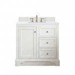 De Soto 36" Single Vanity, Bright White w/ 3 CM Arctic Fall Solid Surface Top