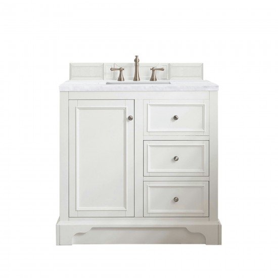 De Soto 36" Single Vanity, Bright White w/ 3 CM Arctic Fall Solid Surface Top