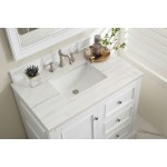 De Soto 36" Single Vanity, Bright White w/ 3 CM Arctic Fall Solid Surface Top