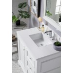 De Soto 36" Single Vanity, Bright White w/ 3 CM Classic White Quartz Top