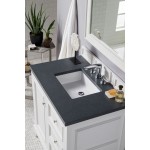 De Soto 36" Single Vanity, Bright White w/ 3 CM Charcoal Soapstone Quartz Top