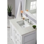 De Soto 36" Single Vanity, Bright White w/ 3 CM Eternal Jasmine Pearl Quartz Top