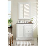 De Soto 36" Single Vanity, Bright White w/ 3 CM Grey Expo Quartz Top