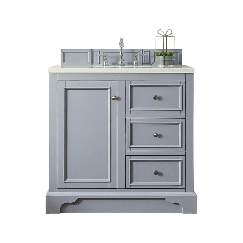 De Soto 36" Single Vanity, Silver Gray w/ 3 CM Arctic Fall Solid Surface Top