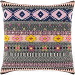 Surya Haruki Pillow Shell With Down Insert 20"H X 20"W Black