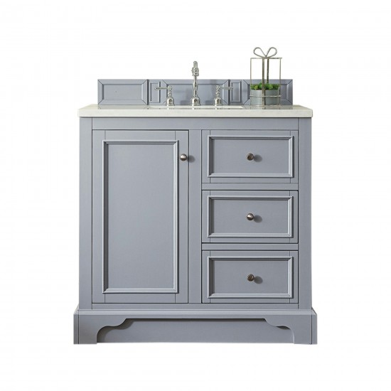 De Soto 36" Single Vanity, Silver Gray w/ 3 CM Carrara Marble Top