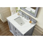 De Soto 36" Single Vanity, Silver Gray, w/ 3 CM Ethereal Noctis Quartz Top