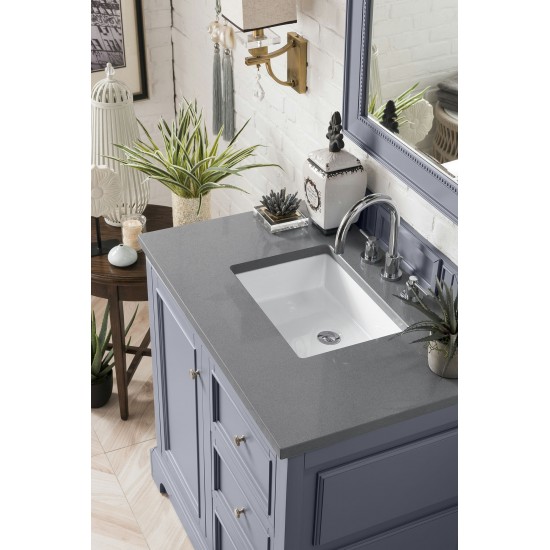 De Soto 36" Single Vanity, Silver Gray w/ 3 CM Grey Expo Quartz Top