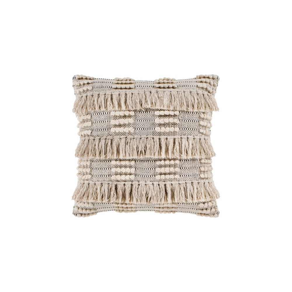 Surya Helena Pillow Shell With Polyester Insert 22"H X 22"W Light Beige Surya Helena Pillow Shell With Polyester Insert 22"H X 22"W Light Beige
