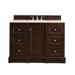 De Soto 48" Single Vanity, Burnished Mahogany w/ 3 CM Eternal Marfil Quartz Top