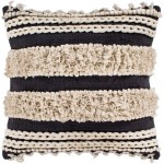 Surya Helena Black Pillow Shell With Down Insert 20"H X 20"W
