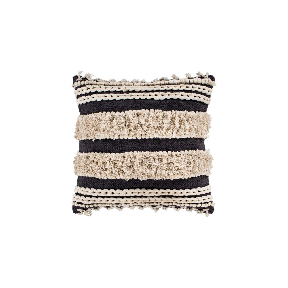 Surya Helena Black Pillow Shell With Down Insert 20"H X 20"W Surya Helena Black Pillow Shell With Down Insert 20"H X 20"W