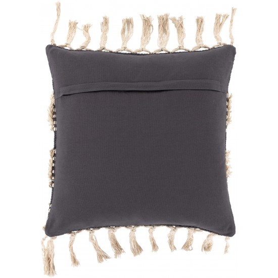 Surya Helena Black Pillow Shell With Down Insert 20"H X 20"W