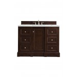 De Soto 48" Single Vanity, Burnished Mahogany w/ 3 CM Ethereal Noctis Quartz Top