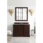 De Soto 48" Single Vanity, Burnished Mahogany w/ 3 CM Grey Expo Quartz Top