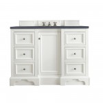 De Soto 48" Single Vanity, Bright White w/ 3 CM Charcoal Soapstone Quartz Top