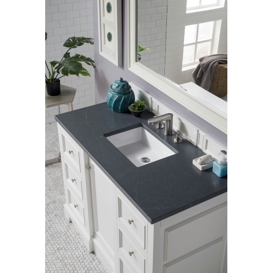 De Soto 48" Single Vanity, Bright White w/ 3 CM Charcoal Soapstone Quartz Top