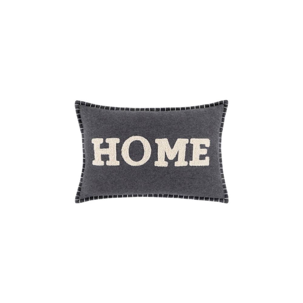 Surya Home Time Black Pillow Shell With Polyester Insert 14"H X 22"W