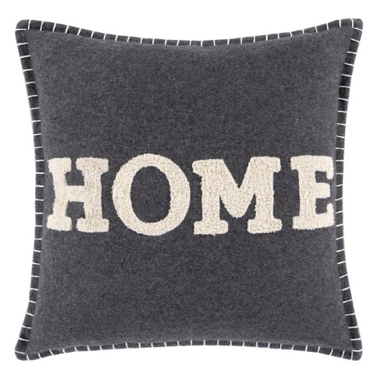 Surya Home Time Black Pillow Shell With Down Insert 18"H X 18"W