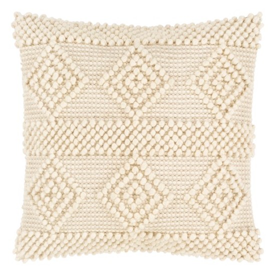 Surya Hygge Ivory Pillow Shell With Down Insert 20"H X 20"W