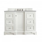 De Soto 48" Single Vanity, Bright White w/ 3 CM Eternal Serena Quartz Top