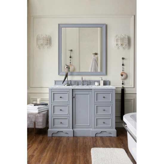 De Soto 48" Single Vanity, Silver Gray w/ 3 CM Carrara Marble Top