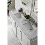 De Soto 60" Double Vanity, Bright White w/ 3 CM Carrara Marble Top