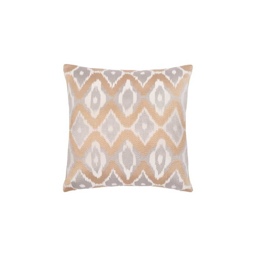 Surya Ikat Luxe Ivory Pillow Shell With Down Insert 22"H X 22"W Surya Ikat Luxe Ivory Pillow Shell With Down Insert 22"H X 22"W