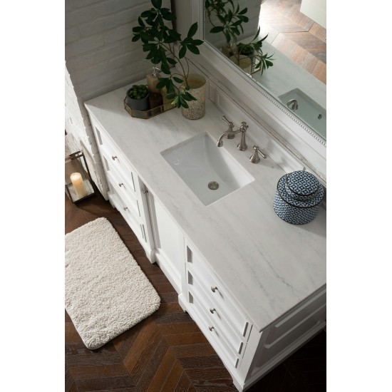 De Soto 60" Single Vanity, Bright White w/ 3 CM Arctic Fall Solid Surface Top