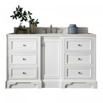 De Soto 60" Single Vanity, Bright White w/ 3 CM Classic White Quartz Top