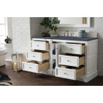 De Soto 60" Single Vanity, Bright White w/ 3 CM Charcoal Soapstone Quartz Top