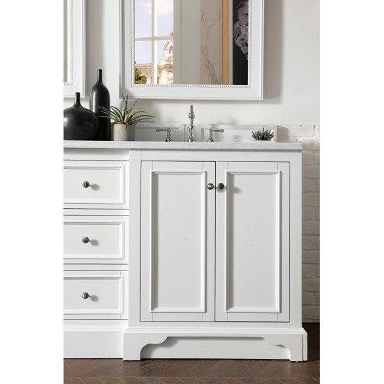 De Soto 72" Double Vanity, Bright White w/ 3 CM Arctic Fall Solid Surface Top