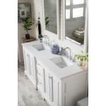 De Soto 72" Double Vanity, Bright White w/ 3 CM Classic White Quartz Top