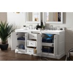De Soto 72" Double Vanity, Bright White w/ 3 CM Classic White Quartz Top