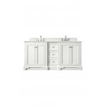 De Soto 72" Double Vanity, Bright White w/ 3 CM Ethereal Noctis Quartz Top