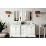 De Soto 72" Double Vanity, Bright White w/ 3 CM Ethereal Noctis Quartz Top