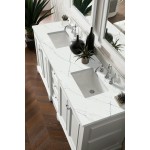 De Soto 72" Double Vanity, Bright White w/ 3 CM Ethereal Noctis Quartz Top